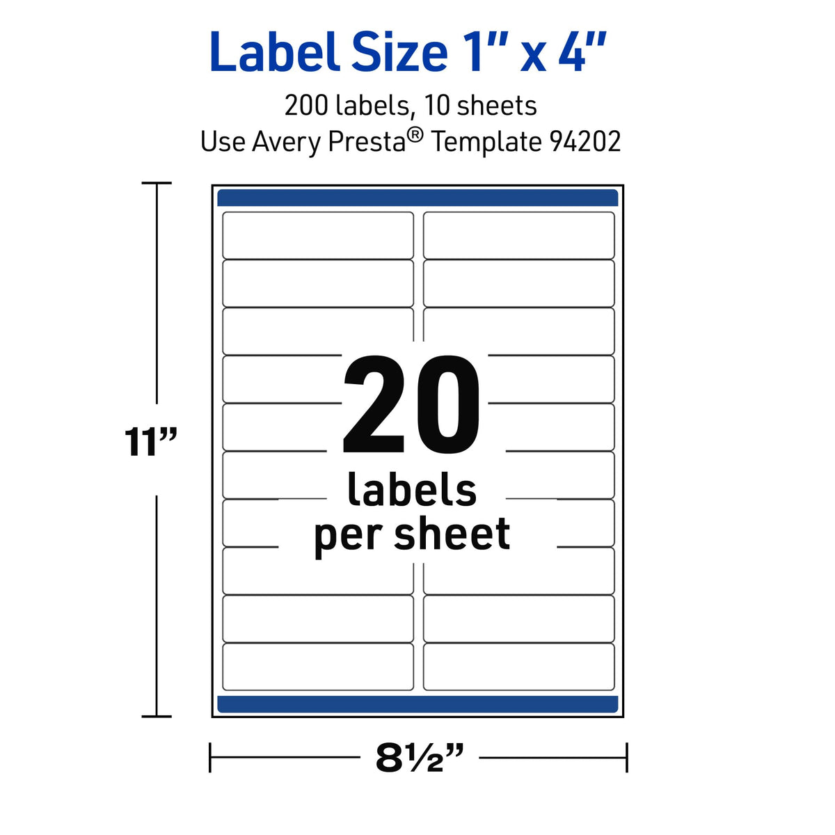 Avery Outdoor Waterproof Rectangle Labels with Sure Feed Technology, 1" x 4", White Film, Compatible with Laser Printers, 200 Labels Total, Great for Product Branding, Packaging, and More
