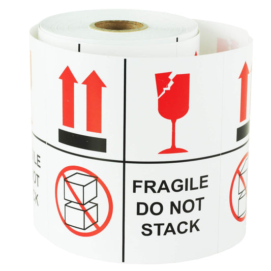 300 Fragile, Do Not Stack Labels - 4 x 4 inch, Fragile - Do Not Stack, This Side Up - Handling Instruction Labels for Warehousing, Shipping, Handling OR Moving