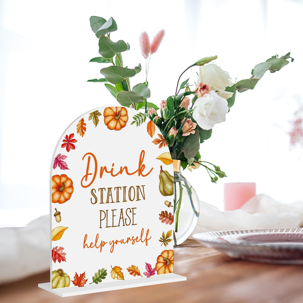 Fall Drink Bar Sign Drink Station Decor for Wedding Fall Festival 8"x10"