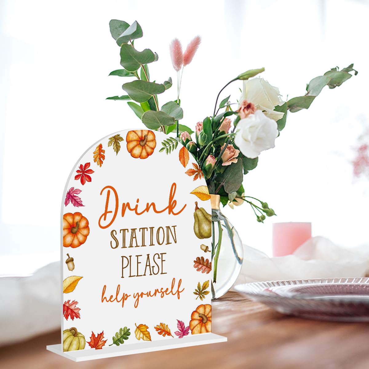 Fall Drink Bar Sign Drink Station Decor for Wedding Fall Festival 8"x10"