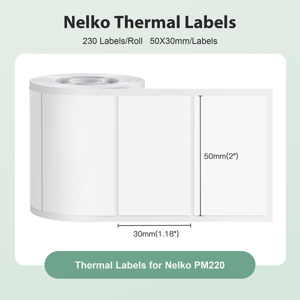 Thermal Labels for Nelko PM220 Label Maker, 2'' x 1.18'' (50x30mm) Thermal Sticker Label, Waterproof, Multi-Purpose Label Tape, 3 Roll of 230 Self-Adhesive Thermal Paper (White) 690