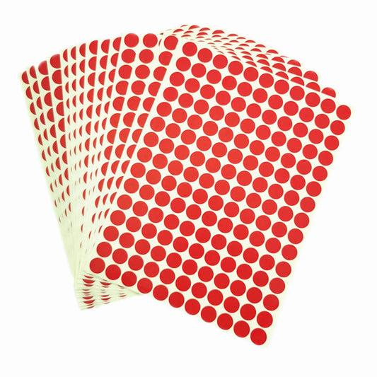 2475pcs Color Coding Labels 10mm Round Polka Dot Stickers Circle Removable Sticky Colored Sticker Print or Write for Office Classroom Store Warehouse by RuiChy, Red