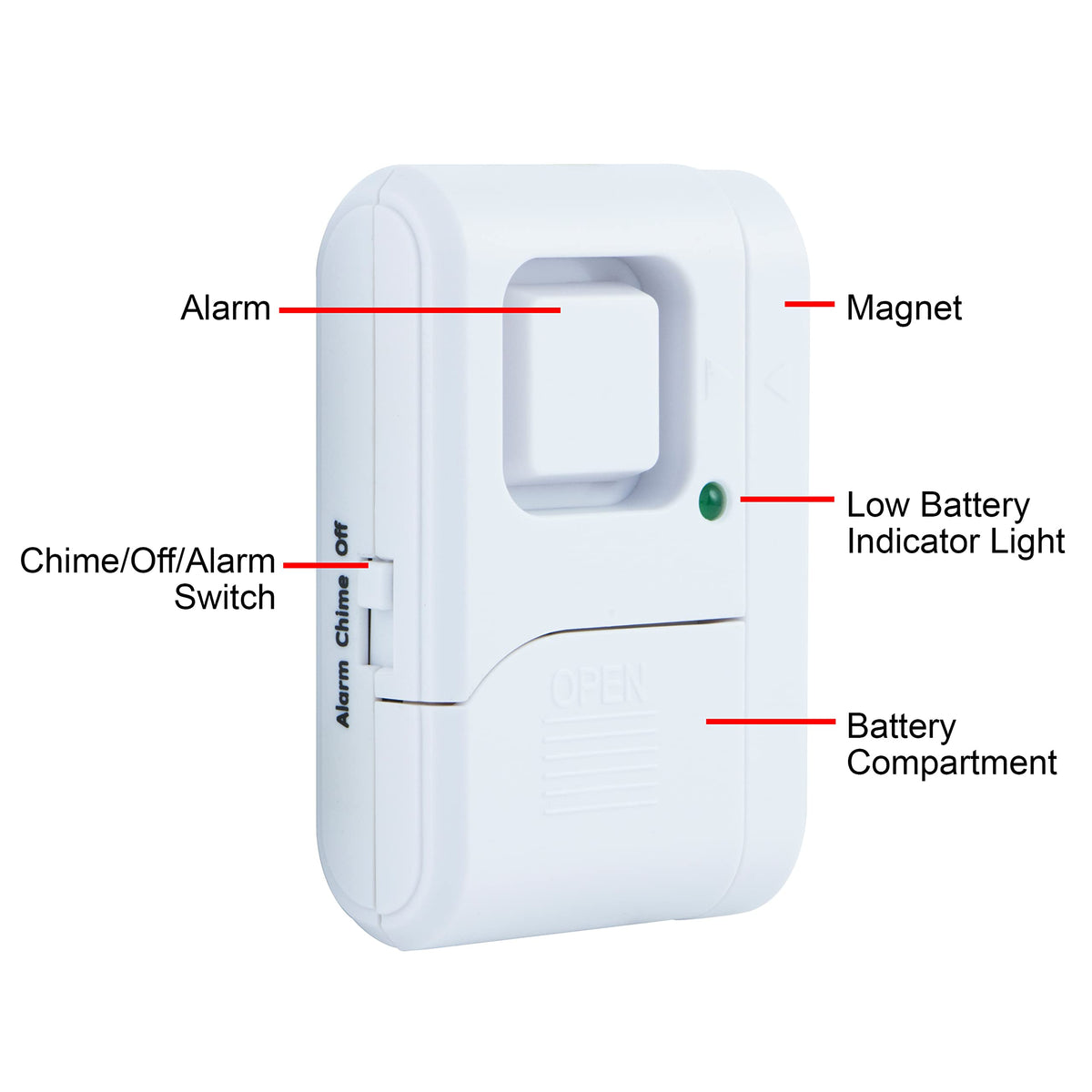 UltraPro Personal Security Window and Door Alarm, 12 Pack, DIY Protection, Burglar Alert, Wireless Chime/Alarm, Easy Installation, Home Security, Ideal for Home, Garage, Apartment, White, 45989