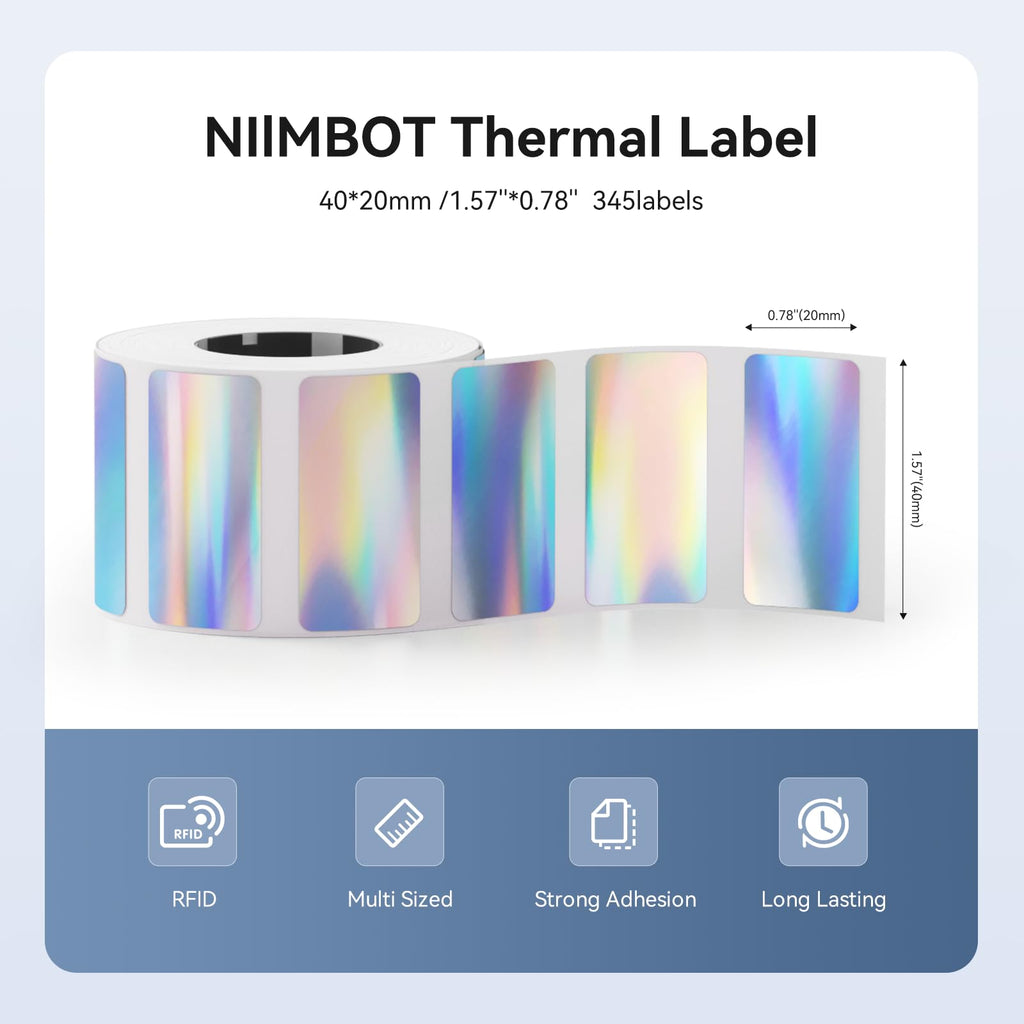 NIIMBOT M2/M3 Thermal Transfer Labels 1.57" x 0.78" (40x20mm) Holographic 40*20MM Hologram