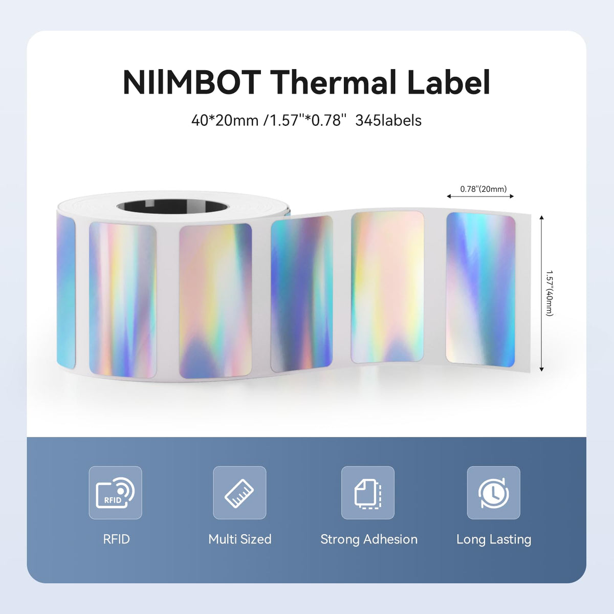NIIMBOT M2/M3 Thermal Transfer Labels 1.57" x 0.78" (40x20mm) Holographic 40*20MM Hologram