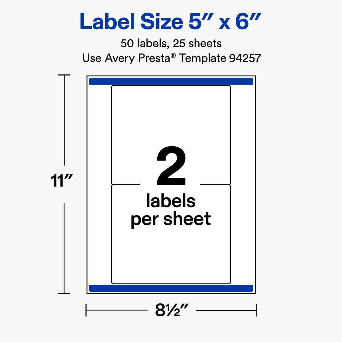 Avery® Matte White Rectangle Labels, 5" x 6", 50 Total 50 labels