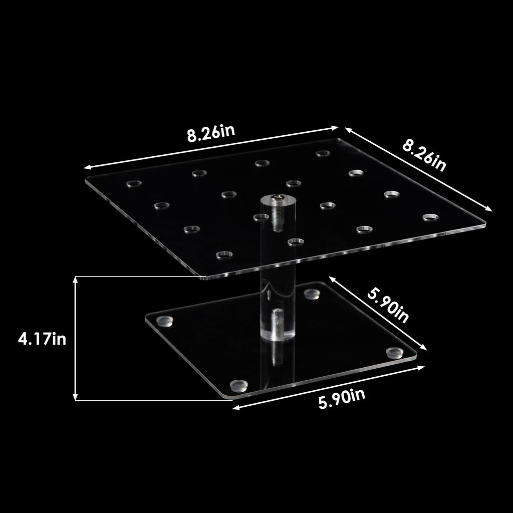 Clear Acrylic 16 Holes Push Pop Cake Stand Shooter Stand for party, wedding, bakery (7.87'' of length) (16 Hole-Square) 16 Hole-Square