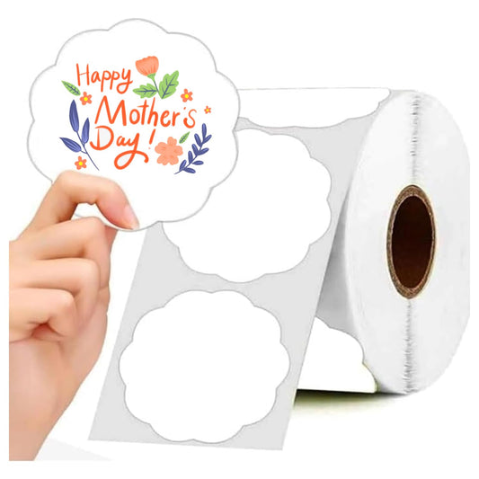 Happy Mother's Day Direct Thermal Labels – 2 Inch Flower Shape Self-Adhesive Multi-Purpose Thermal Gift Labels, 500 Pcs for DIY Logo Design
