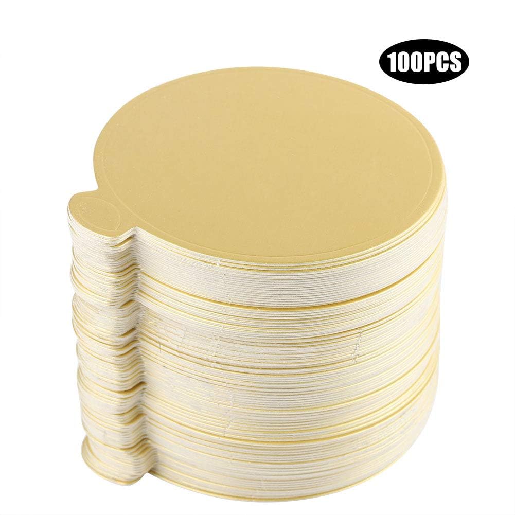 100 Pcs Gold Paper Cake Boards Mousse Cupcake Dessert Display Trays 3.54 Inch Round for Pastries Wedding Birthday Party