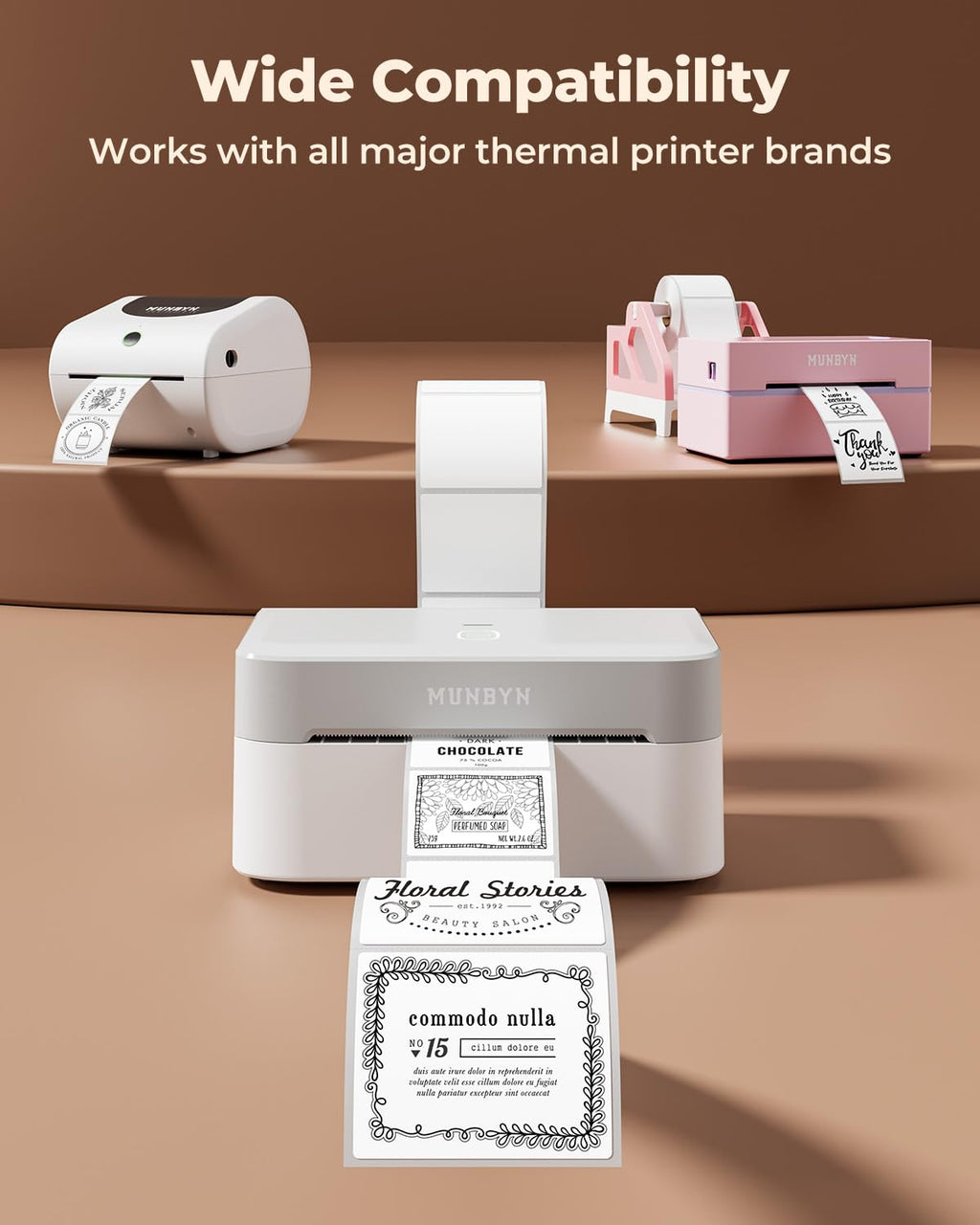 2" Shell Texture Round Thermal Labels 500 Labels/Roll+2x2 Thermal Labels 750 Labels/Roll