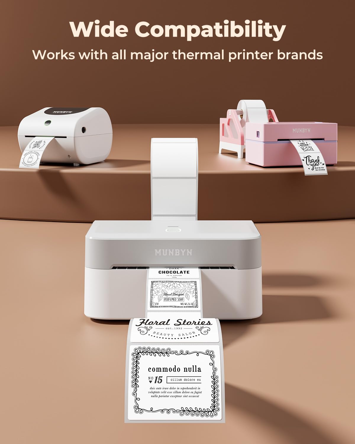 2" Shell Texture Round Thermal Labels 500 Labels/Roll+2x2 Thermal Labels 750 Labels/Roll