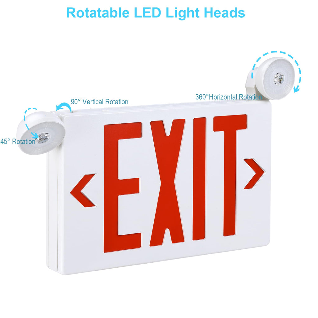 Gruenlich Exit Sign with Emergency Light, Battery Backup, 1 Pack 1-Pack
