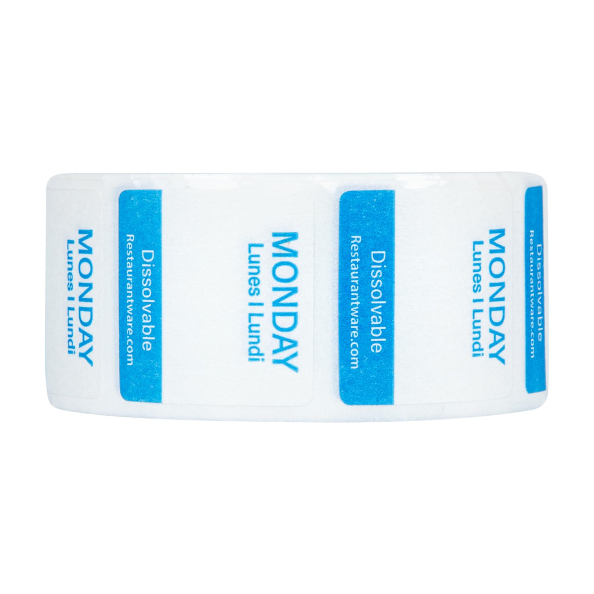 Restaurantware RW Smart 1 Inch x 1 Inch Food Rotation Labels 3500 Dissolvable Food Safety Labels - Premium Trilingual Paper Day Of The Week Labels For Food Storage Or Prep Weekly 7-Day