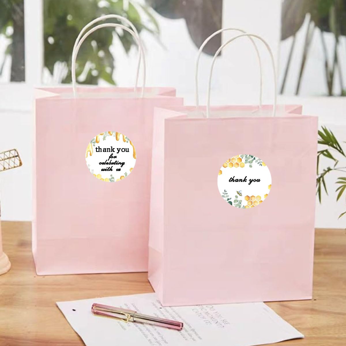 Direct Thermal Stickers 2 inch Round Honey Self-Adhesive DIY Thermal Label Stickers for Honey Jars Birthday Baby Shower Party Favor Decorations Envelope Seal(Pack-500)