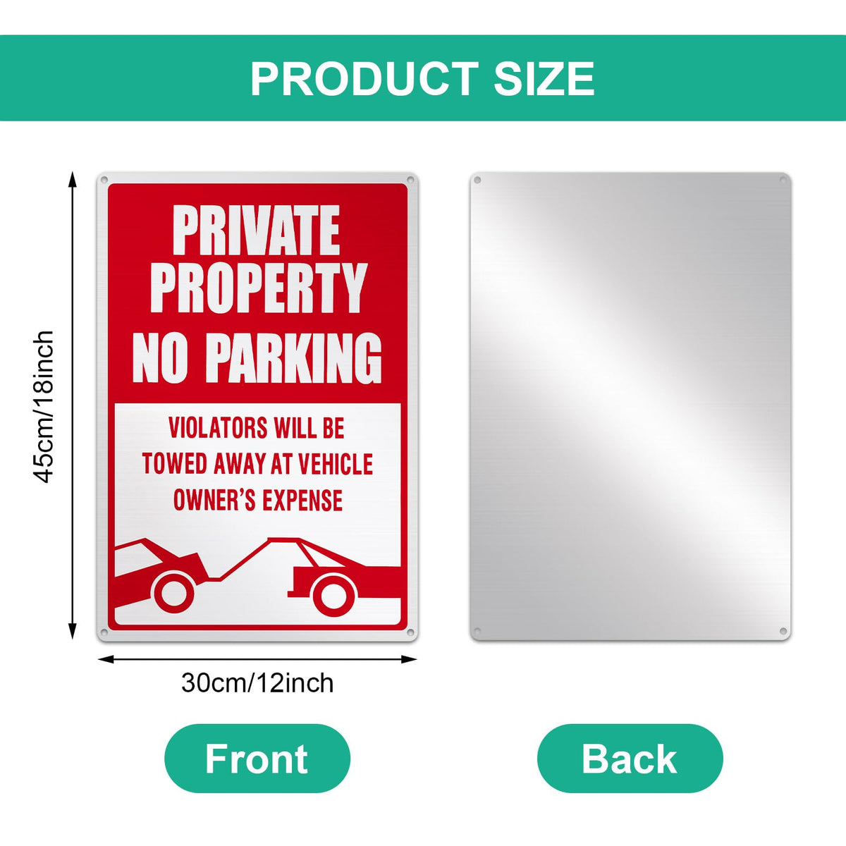 Outus 3 Pieces No Parking Sign, 18 x 12 Inches Reflective Private Property Sign Violators Will Be Towed, Rust Free Aluminum, UV Protected, Weather Resistant, Waterproof, Durable Ink, Easy to Mount
