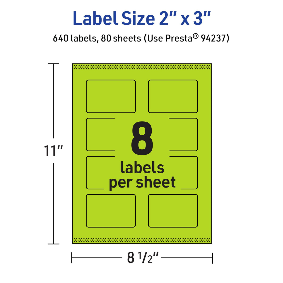 Avery Printable Rectangle Labels, Sure Feed Technology, 2" x 3", Bright Green Labels, Print-to-The-Edge, Laser/Inkjet Printable, 640 Total, Great for Mailing and Candles 640 labels