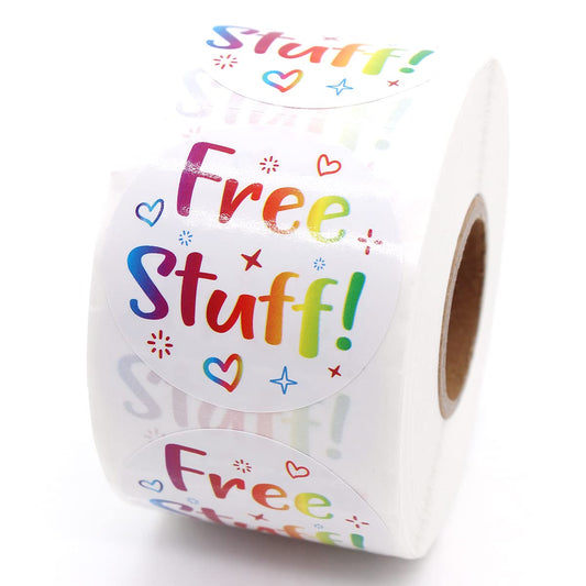 Littlefa 1.5" Cute Stuff Business Stickers, Thank You Sticker, Small Business Stickers for Gift Bags Packaging 500 PCS Free Stuff