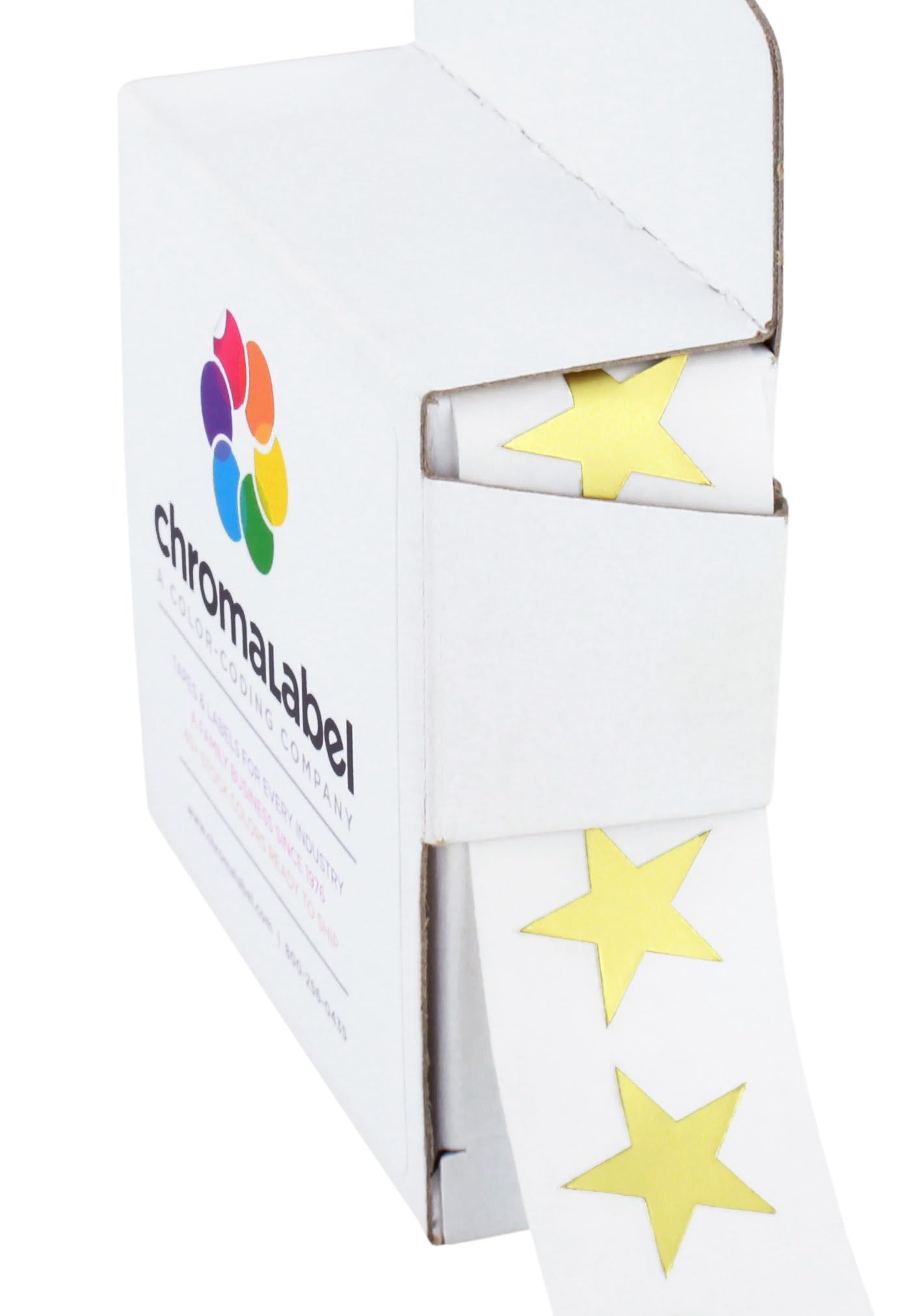 ChromaLabel 0.75 Inch Color Code Star Labels, 1000 Dispenser Box, Metallic Gold 3/4"