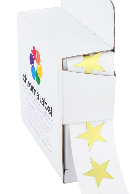 ChromaLabel 0.75 Inch Color Code Star Labels, 1000 Dispenser Box, Metallic Gold 3/4"