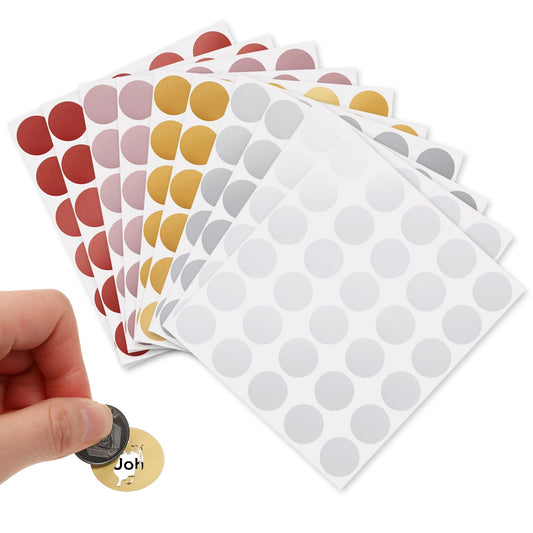 300 Pcs 1" Scratch Labels, 5 Colors Round Circle Scratch Stickers Self Adhesive Scratch Off Cards for School Game Lottery Tickets DIY Raffle Ticket DIY Postcard(Gold+Silver+Rose Gold+Gray+Red)