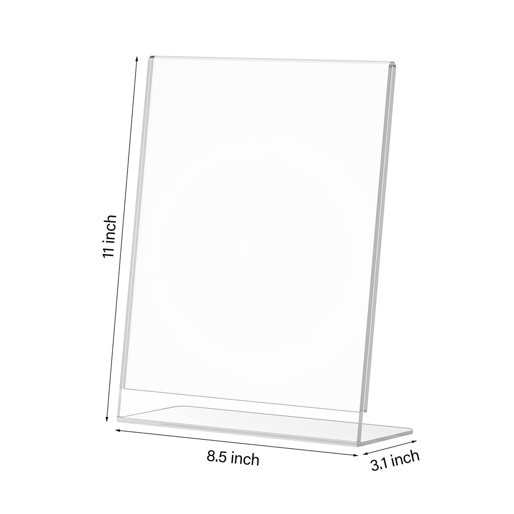 Relx Acrylic Sign Holder 8.5 x 11, Slant Back Acrylic Display Stand, Clear Frames Plastic Sign Holder for Store, Restaurant (12 Pack) 12 Pack