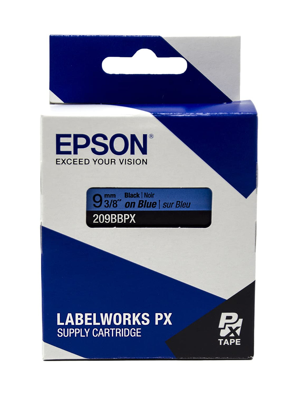 Epson LABELWORKS 209BBPX Label Tape - Black on Blue - 3/8" (9mm), 30ft 9mm