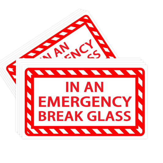 Emergency Break Glass Stickers - 4x6 Inch Labels (6 Pcs)