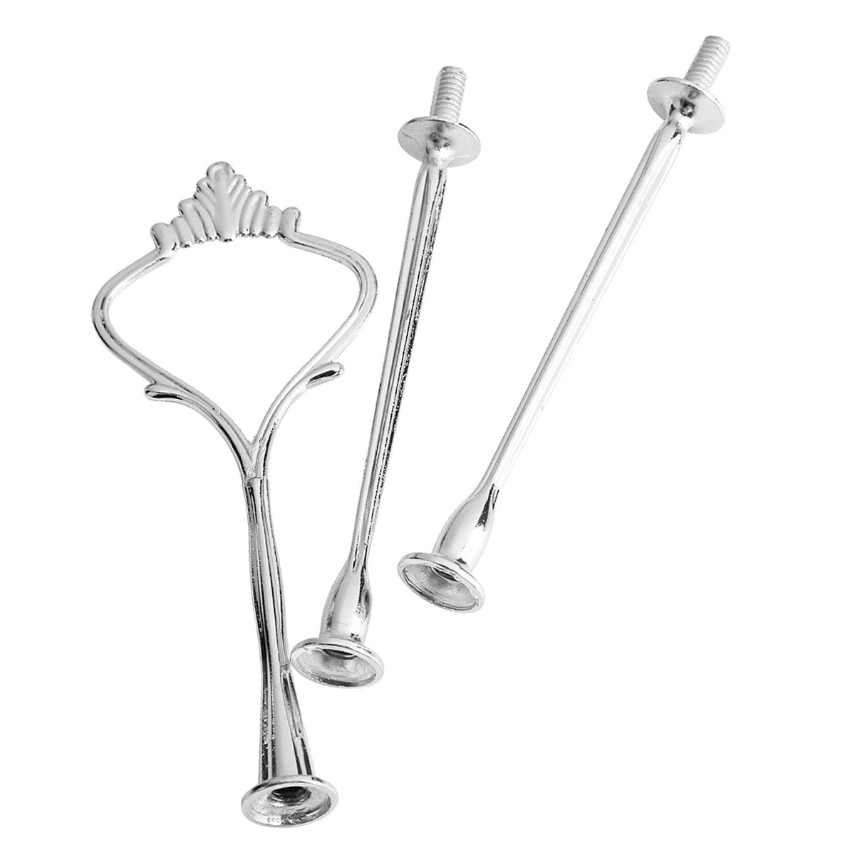 Cake Plate Stand Handle, Zinc Alloy Material, Ice Color, Multi Tiers Cake Tray, Fruit Tray Stand Holder, for Birthday Party, Anniversary or Daily Use (Three-layer small crown silver) Three-layer small crown silver
