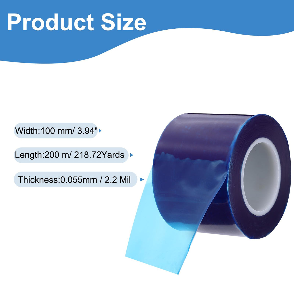 PATIKIL Removable Protective Film Tape, 4 Inch x 656 ft PE Surface Protective Scratch Film Tape Roll for Furniture Electrical Appliances Plastic Hardware No Stickiness, Blue