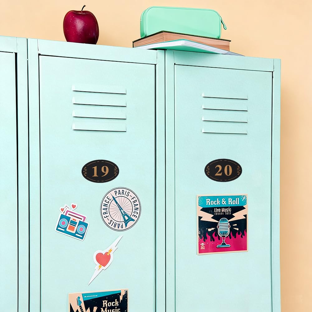 OLYCRAFT 60Pcs Locker Cabinet Numbers Acrylic Table Number Stickers Locker Number Signs Oval Door Sign with Self-Adhesive Tape for Door House Office Restaurants Bars Storage Lockers Seat (1-60)