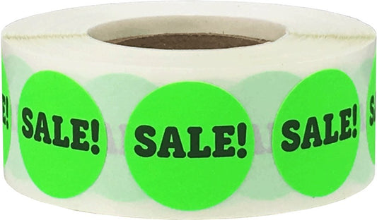 Sale Stickers Fluorescent Green 3/4 Inch Round Circle Dots 500 Total Labels
