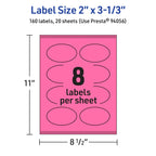 Avery® Printable Oval Labels, Sure Feed® Technology, 2" x 3-1/3", Bright Pink Labels, Print-to-The-Edge, Laser/Inkjet Printable, 160 Total, Great for Soaps and Candles 160 labels