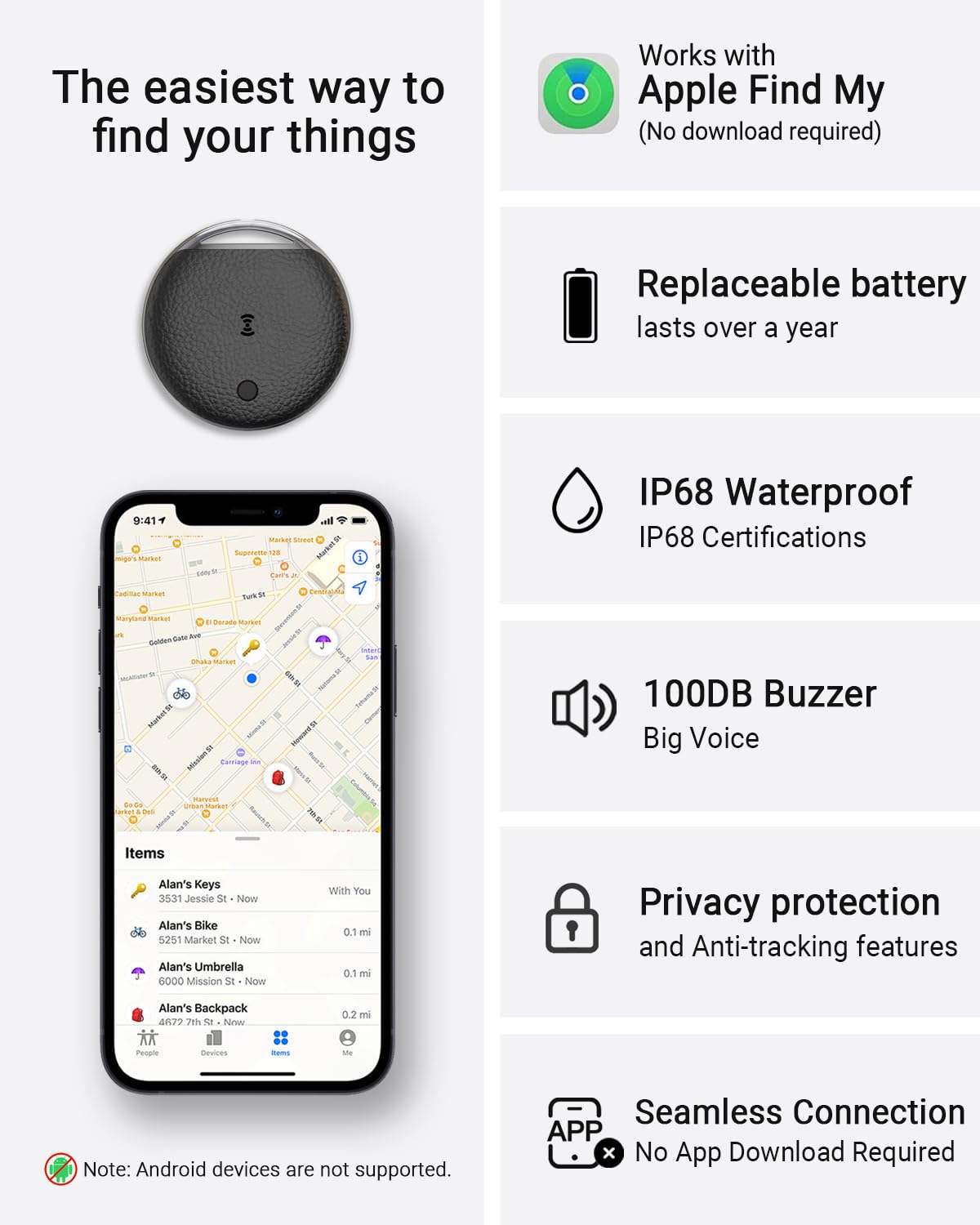 2026 Air Tracker Tags-2 Pack: [Apple MFi Certified] Smart Tracker Tag 2 Pack
