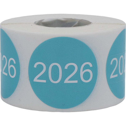 InStockLabels 2026 Year Stickers (Teal) - 1.5", 500 Round Stickers Per Roll – Round Labels for File Folders, Sticker Labels for End of Year Organization, Circle Stickers for Office & Home Use Teal