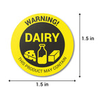 Dairy Allergen Label Stickers, 1.5 inch Circle, 900 Labels Contains: Milk
