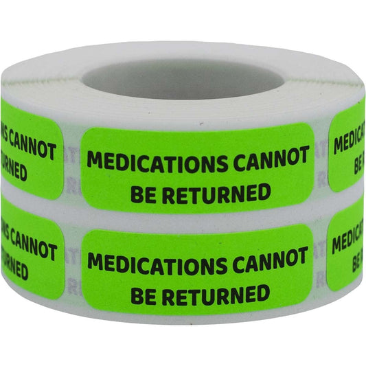 Medications Cannot Be Returned Medical Healthcare Labels, 0.5 x 1.5 Inch Rectangle, 500 Total Labels