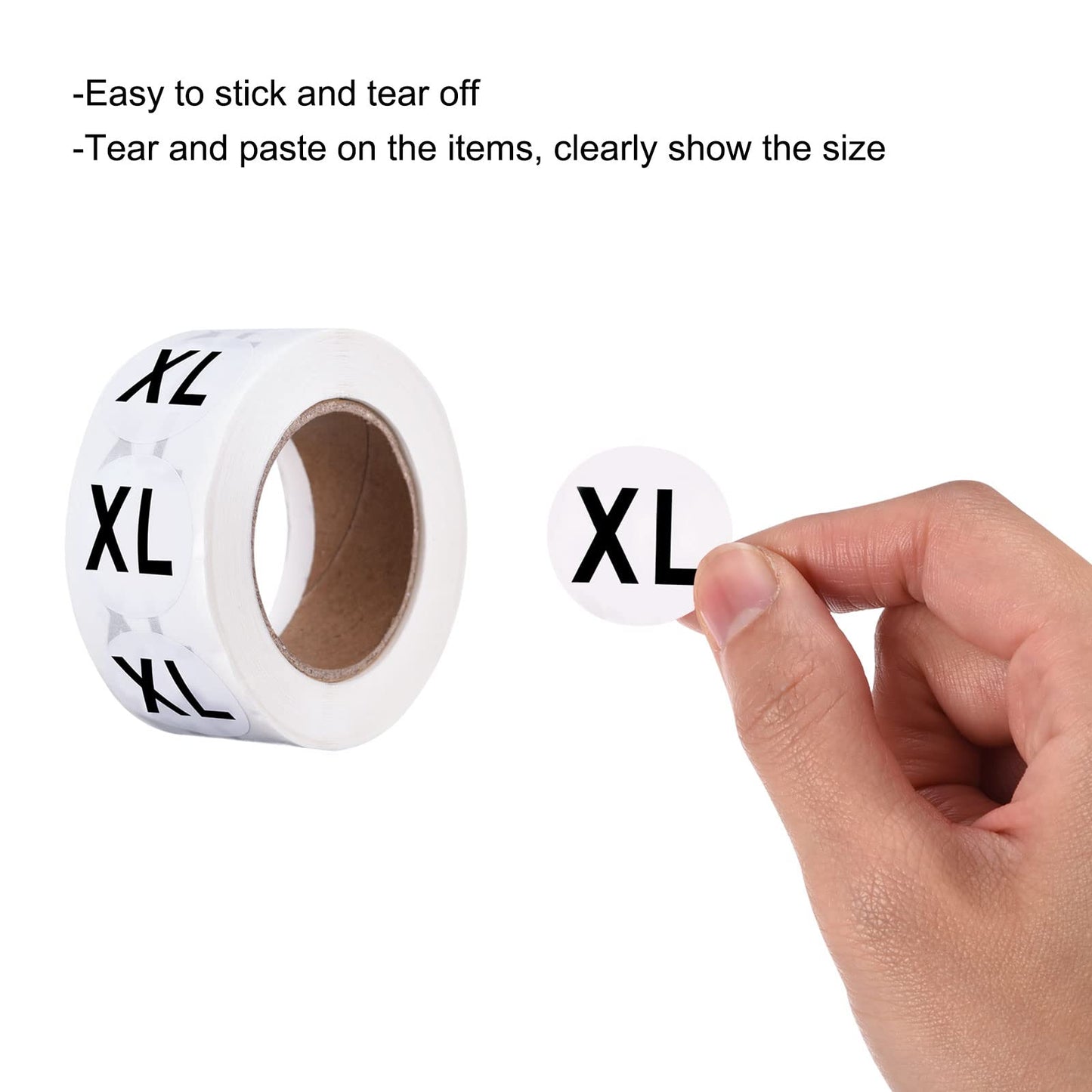 MECCANIXITY Clothing XL Large Size Sticker Label Coding Label 25mm/1inch Dia 1 Roll 500 Round Adhesive Labels for Clothes Apparel