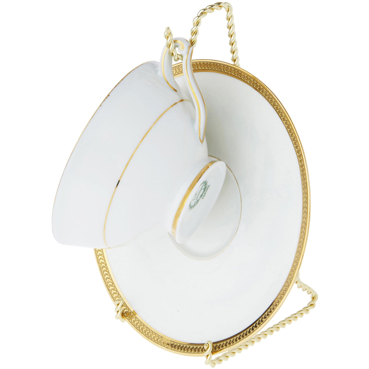 Bard's Twisted Gold-toned Cup and Saucer Stand, 6.5" H x 2.5" W x 3.25" D 1