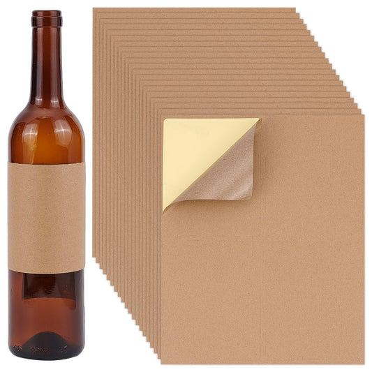 PH PandaHall 20 Sheet/80pcs Adhesive Wine Bottle Labels Custom Wine Label Stickers 3.9×4.9" Brown Blank Label Stickers Bottle Label Covers for Wine Wedding Engagement Anniversary Cocktail Party 3.9×4.9"
