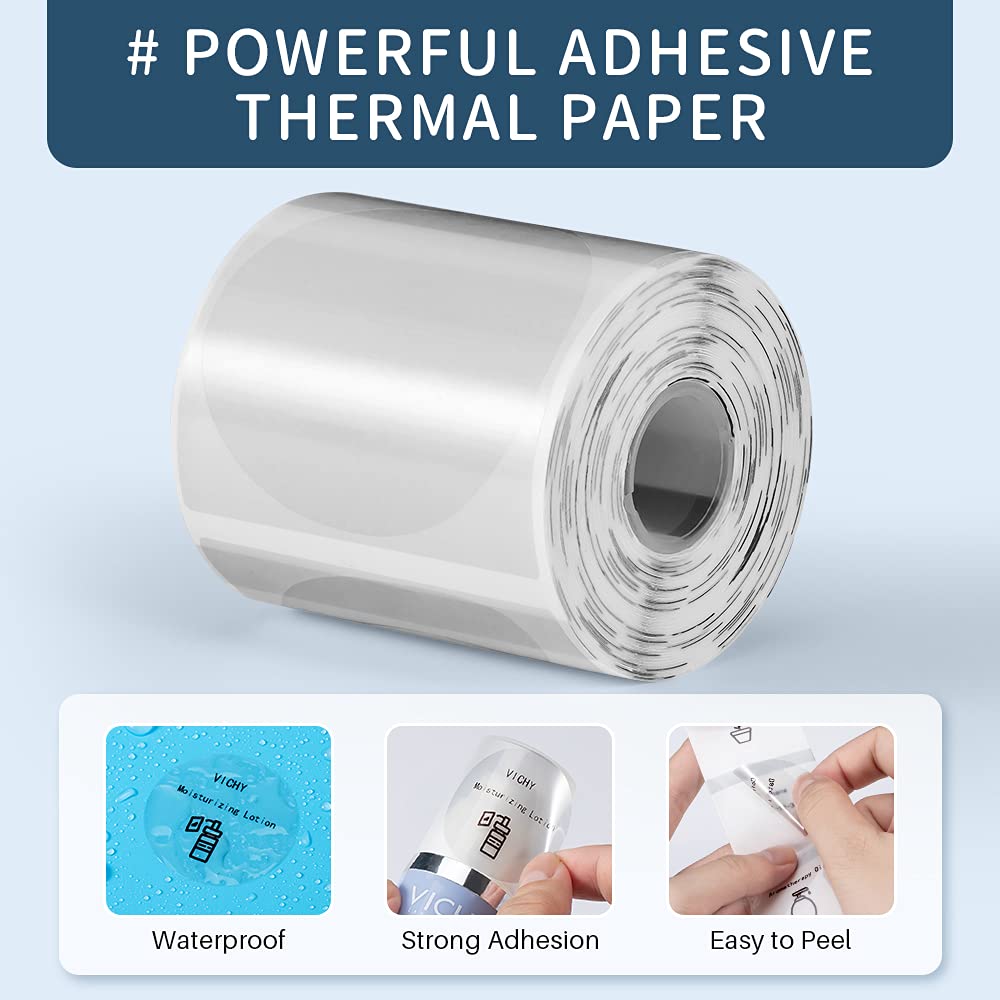 [3x180 pcs] Circle Transparent Thermal Label Paper, Phomemo M110/M220/M120/M200/M221/M150 Printer Round Label, Self-Adhesive Thermal Printer Paper, 1.57"x1.57"(40x40mm) 180 Pcs/Roll, Clear 1.57'' x 1.57'' (40mm x 40mm) 3 Roll