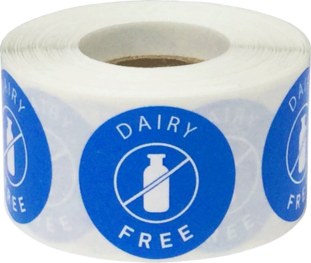 Dairy Free Food Rotation Labels 1.25 Inch Round Circle Dots 500 Adhesive Stickers