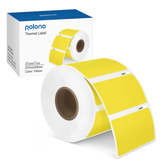 POLONO Genuine 2.25”x1.25” Direct Thermal Label, Self-Adhesive, Perforated Stickers for Address, Barcode, Adhesive Multipurpose Compatible with PL80E, PL70E and PL60 Label Printer(1000 Labels, Yellow)