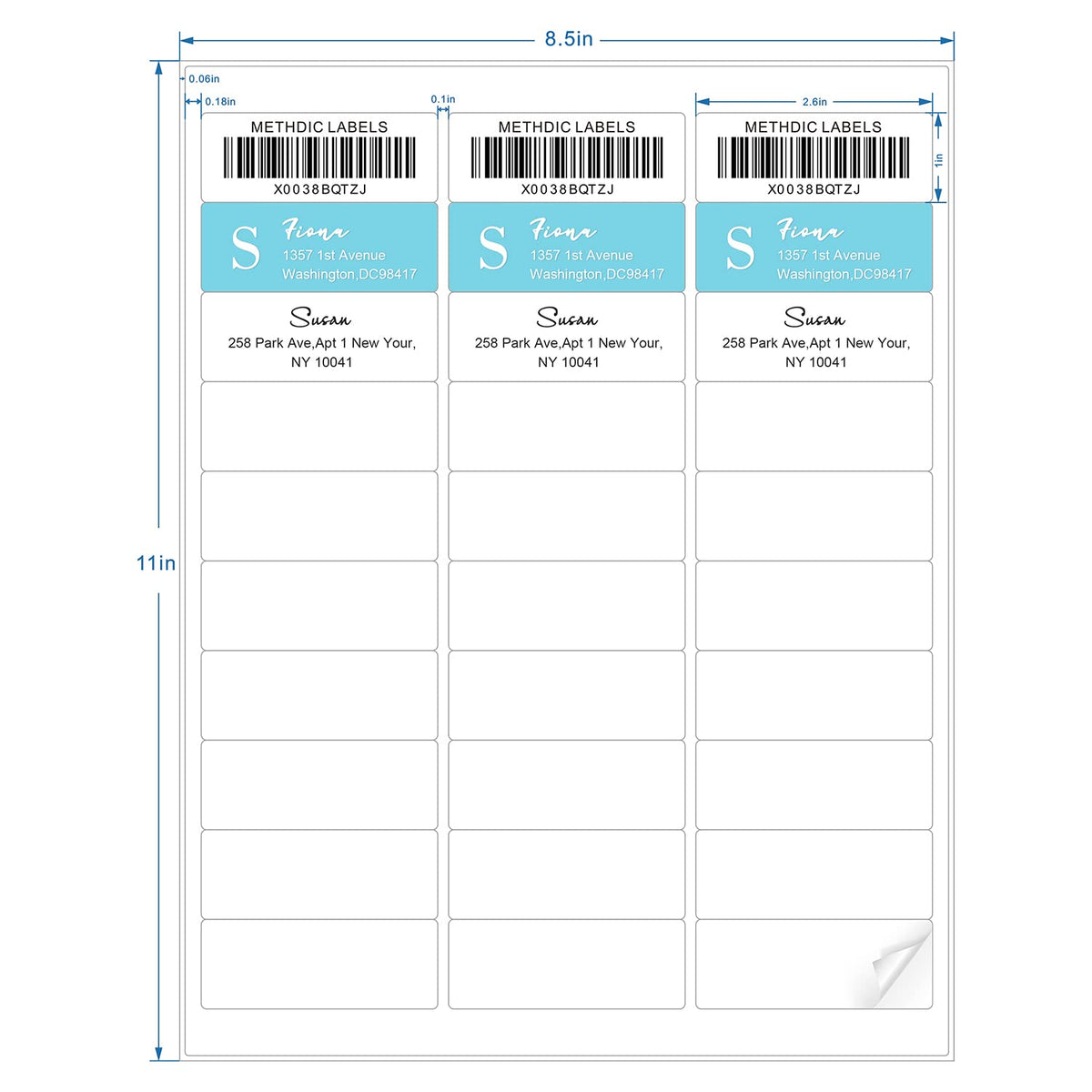 Methdic Address Labels 1" x 2-5/8" 3000 Labels Sticker Paper for Laser/Ink Jet Printer Mailing Labels 8.5"×11" White 30 per Sheet Rectangular 1" x 2-5/8" 100 Sheets