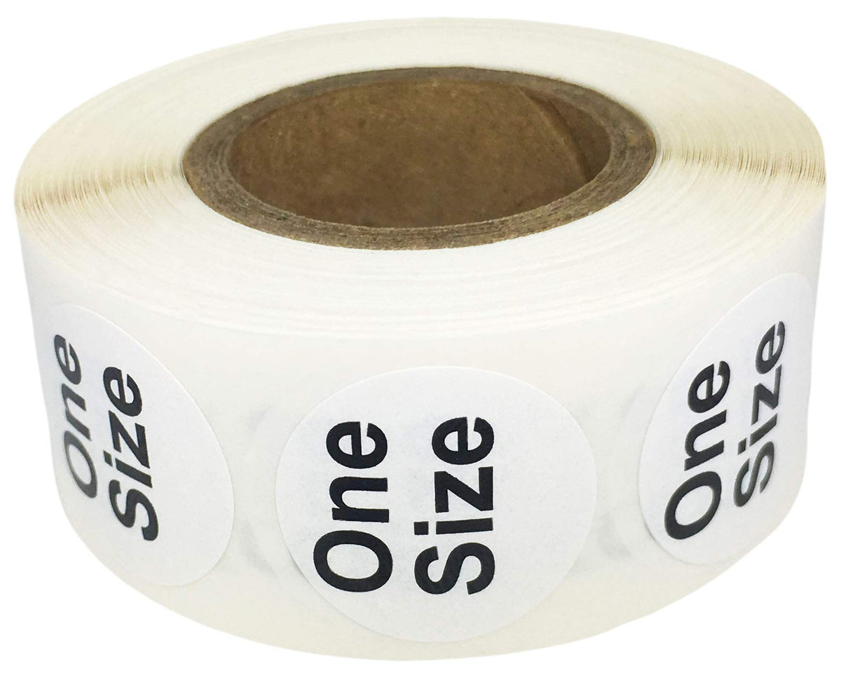 White circle clothing size stickers , 0.75 inch adhesive labels for retail apparel, pack of 2.