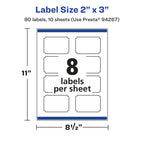 Avery® Glossy Clear Rectangle Scalloped Labels, Sure Feed® Technology, 2" x 3", 80 Glossy Clear Labels, Print-to-The-Edge, Laser/Inkjet Printable 80 labels