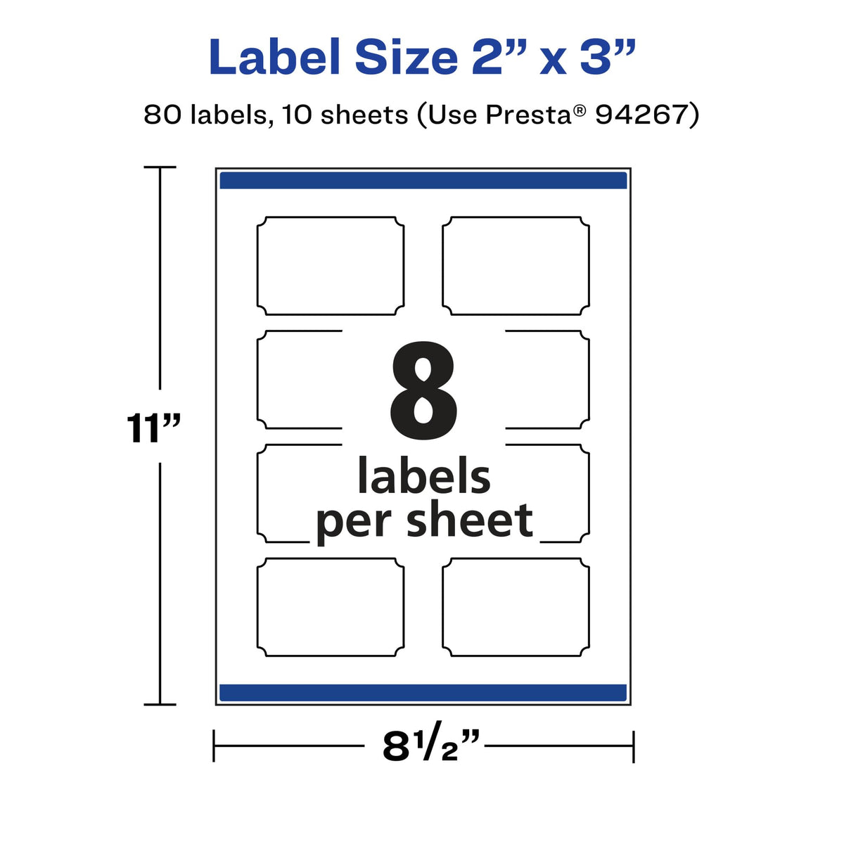 Avery® Glossy Clear Rectangle Scalloped Labels, Sure Feed® Technology, 2" x 3", 80 Glossy Clear Labels, Print-to-The-Edge, Laser/Inkjet Printable 80 labels