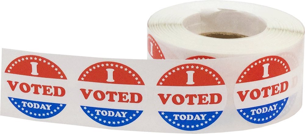 I Voted Today Adhesive Stickers, Patriotic Red, White, and Blue Design, 1" Inch Round, 500 Labels per Roll - Celebrate Voter Engagement on Election Day