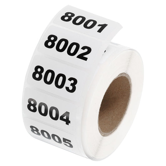 uxcell 1 Roll Inventory Number Sticker, 8001-9000 Consecutive Numbered Labels Self Adhesive Waterproof Labels Tag for Storage Classification Supplies (1.6x0.8 Inch) Number 8001-9000 1.6x0.8"
