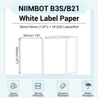 NIIMBOT Thermal Label Maker Paper 50×30 mm 230 Labels/Roll White 3Packs, for B1 B21 B31 B3S K3 Label Maker 3 ROLLS: 50×30mm White