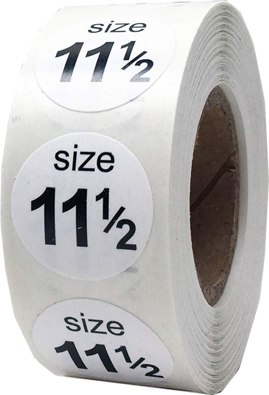 Shoe Size 11 1/2 White Stickers - 3/4 Inch Round, 500 Semi-Gloss Adhesive Labels Per Roll for Retail, Footwear Inventory, and Organization - Made in The USA White Size 11 1/2